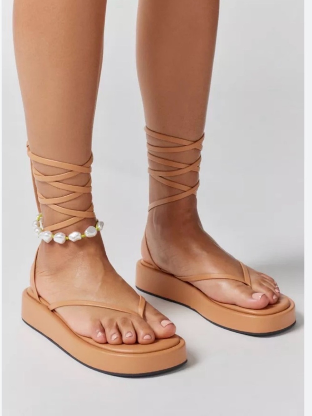 Urban Outfitters Beige Wrap-Strap Sandals, Size 8, NWT